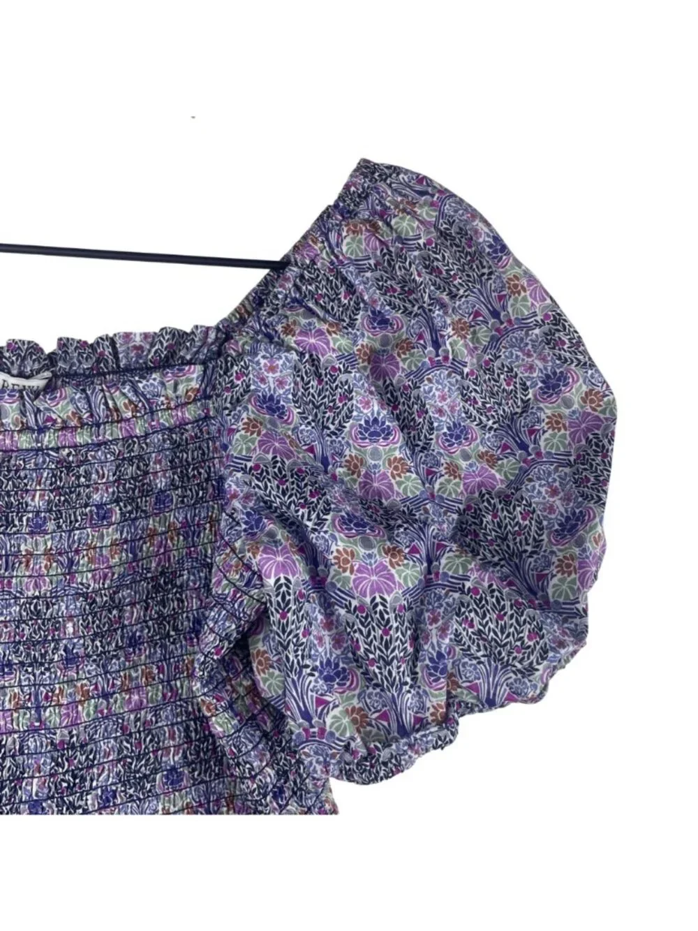 J.Crew Liberty Fabric Floral Smocked Puff Sleeve Peplum Top Medium Cotton BG161